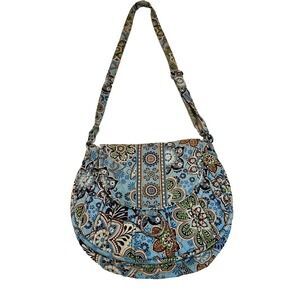 Vera‎ Bradley Saddle Up Bali Blue Crossbody Shoulder Bag Floral Magnetic Flap